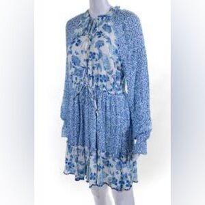 House of Harlow 1960 Boho‎ Floral Tiered Dress with Tassel Ties Size S
